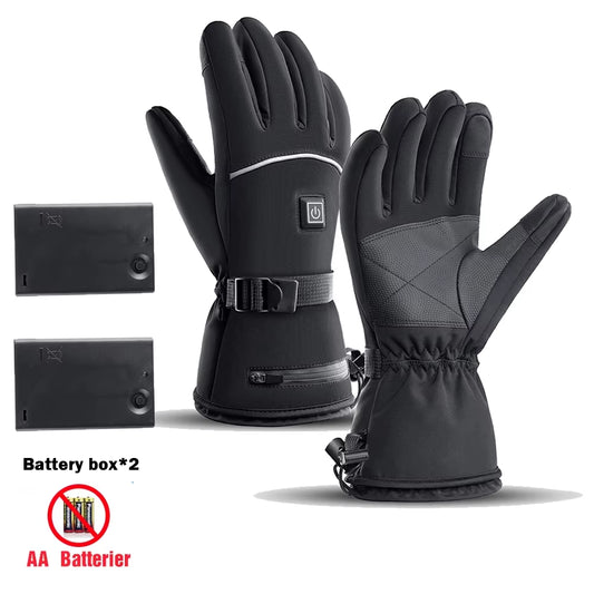 Heated Gloves with Battery Box Winter Outdoor Heated Gloves Warm Waterproof Rechargeable Heating Thermal Gloves for Skiing Moto