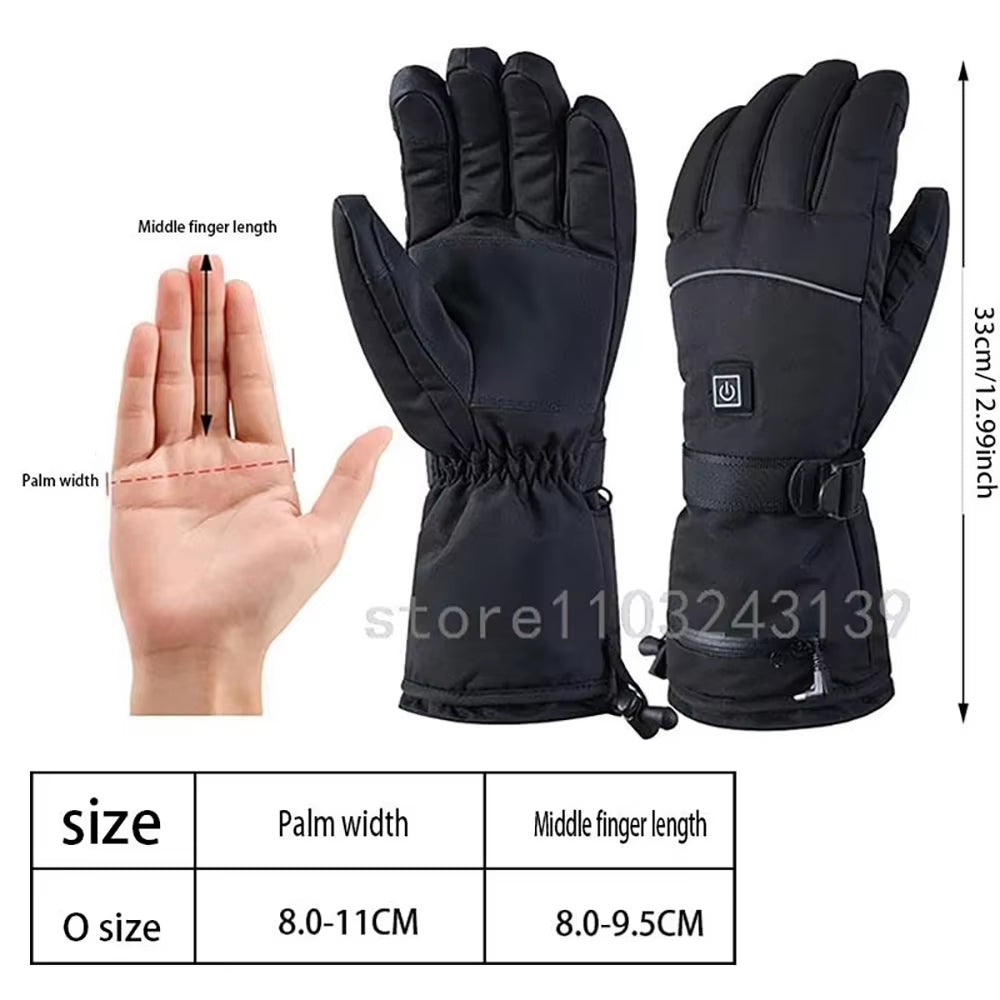Heated Gloves with Battery Box Winter Outdoor Heated Gloves Warm Waterproof Rechargeable Heating Thermal Gloves for Skiing Moto