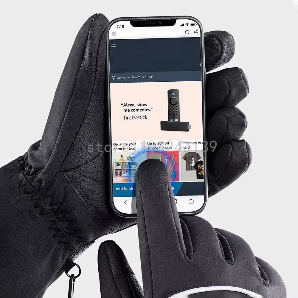 Heated Gloves with Battery Box Winter Outdoor Heated Gloves Warm Waterproof Rechargeable Heating Thermal Gloves for Skiing Moto