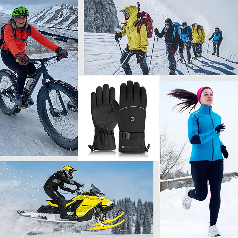 Heated Gloves with Battery Box Winter Outdoor Heated Gloves Warm Waterproof Rechargeable Heating Thermal Gloves for Skiing Moto