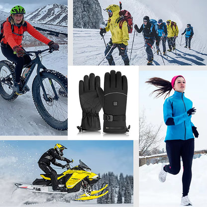 Heated Gloves with Battery Box Winter Outdoor Heated Gloves Warm Waterproof Rechargeable Heating Thermal Gloves for Skiing Moto