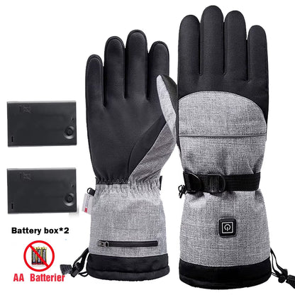 Heated Gloves with Battery Box Winter Outdoor Heated Gloves Warm Waterproof Rechargeable Heating Thermal Gloves for Skiing Moto