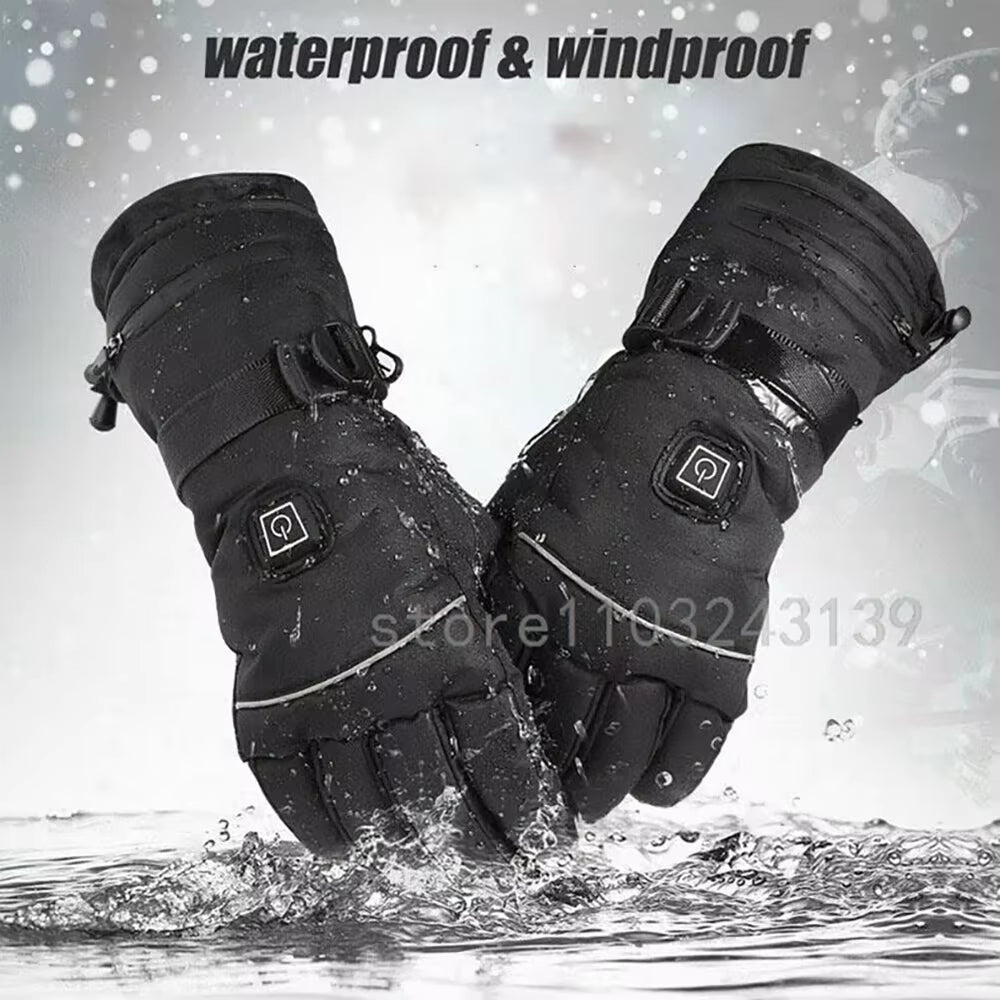Heated Gloves with Battery Box Winter Outdoor Heated Gloves Warm Waterproof Rechargeable Heating Thermal Gloves for Skiing Moto